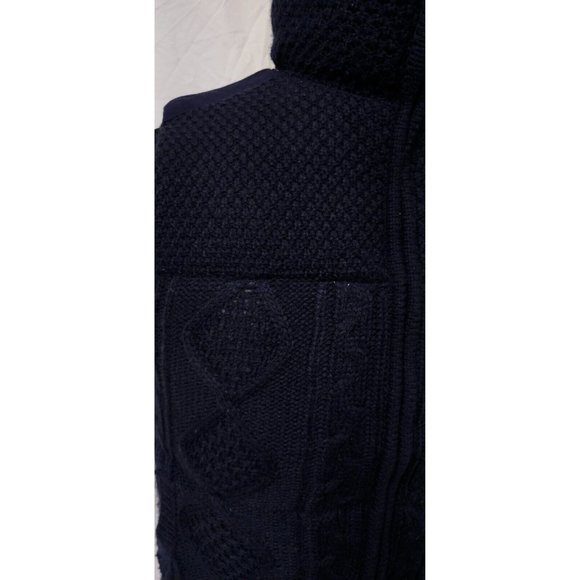 Telluride Clothing Co Small Blue Cable Knit Wool Blend Full Zip Lined Heavy Vest - Picture 2 of 15